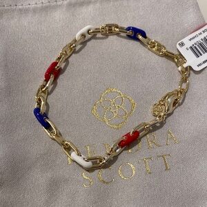 Kendra Scott Bailey Chain  Gold Bracelet with Red, Blue, and White Links